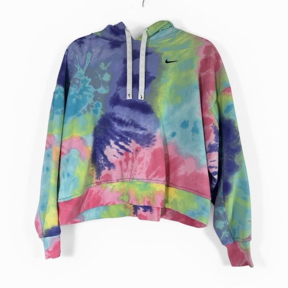 Nike Tie-Dye Cropped Hoodie in Pink, Blue, Purple, Green
